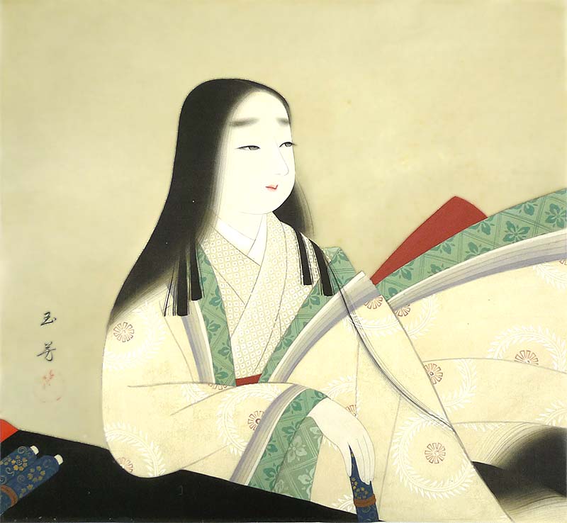 絹本　美人画本紙の修復後